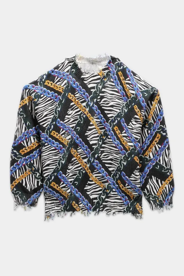 R13 Sweaters Women CHAINED ZEBRA OVERSIZED SWEATER 8211 MULTICOLOR