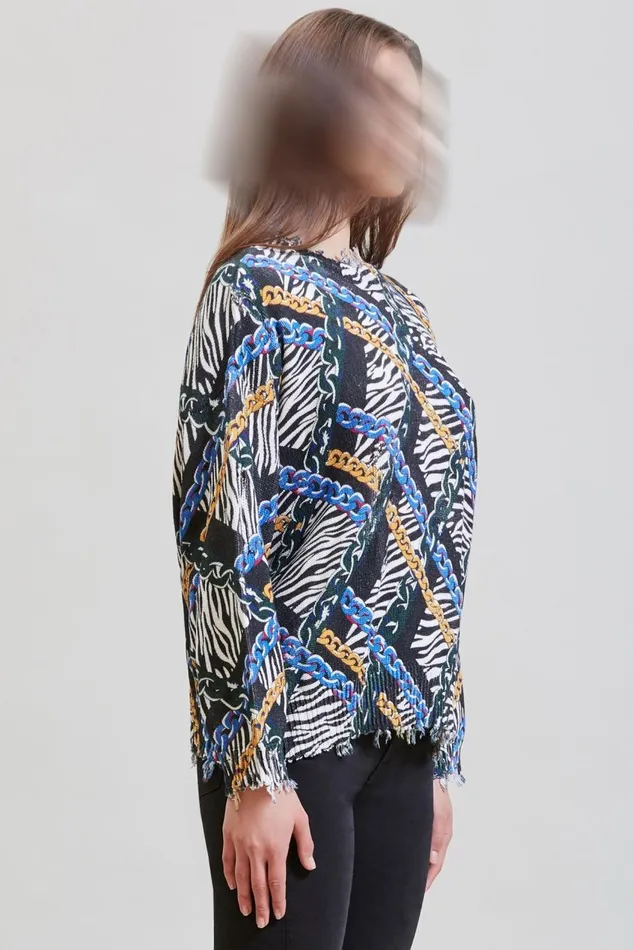 R13 Sweaters Women CHAINED ZEBRA OVERSIZED SWEATER 8211 MULTICOLOR