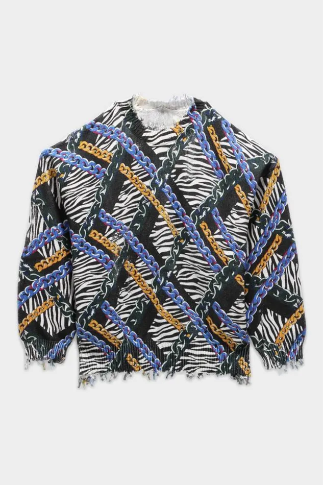 R13 Sweaters Women CHAINED ZEBRA OVERSIZED SWEATER 8211 MULTICOLOR