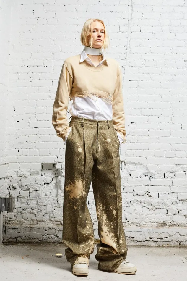R13 Sweaters Women DESTROYED CROPPED PULLOVER 8211 KHAKI