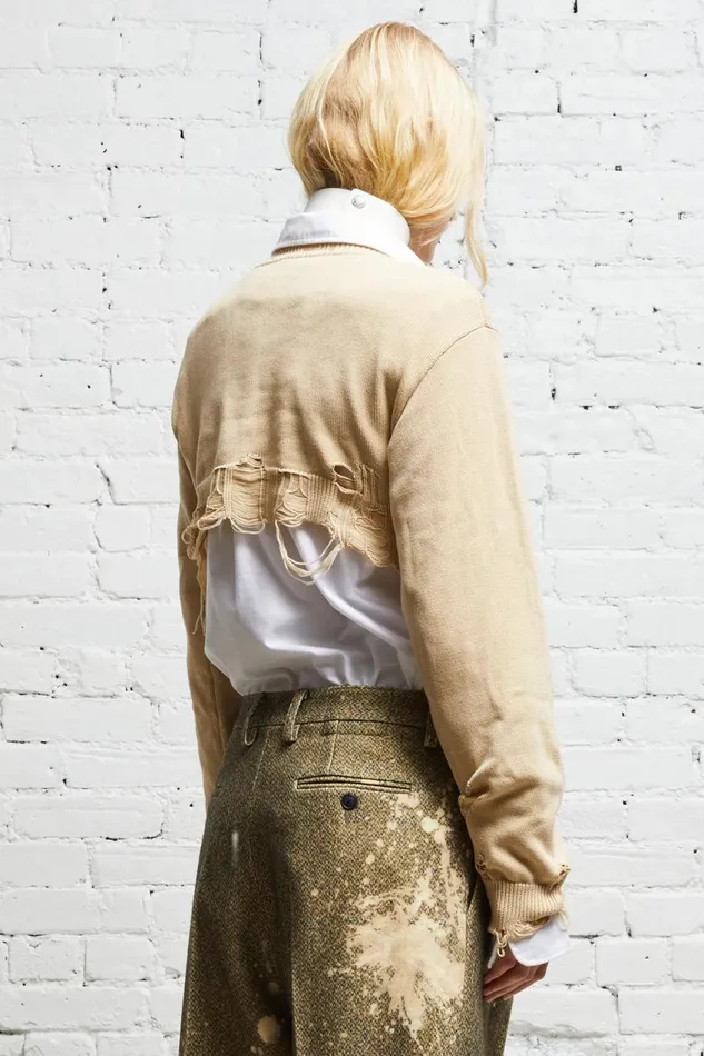 R13 Sweaters Women DESTROYED CROPPED PULLOVER 8211 KHAKI