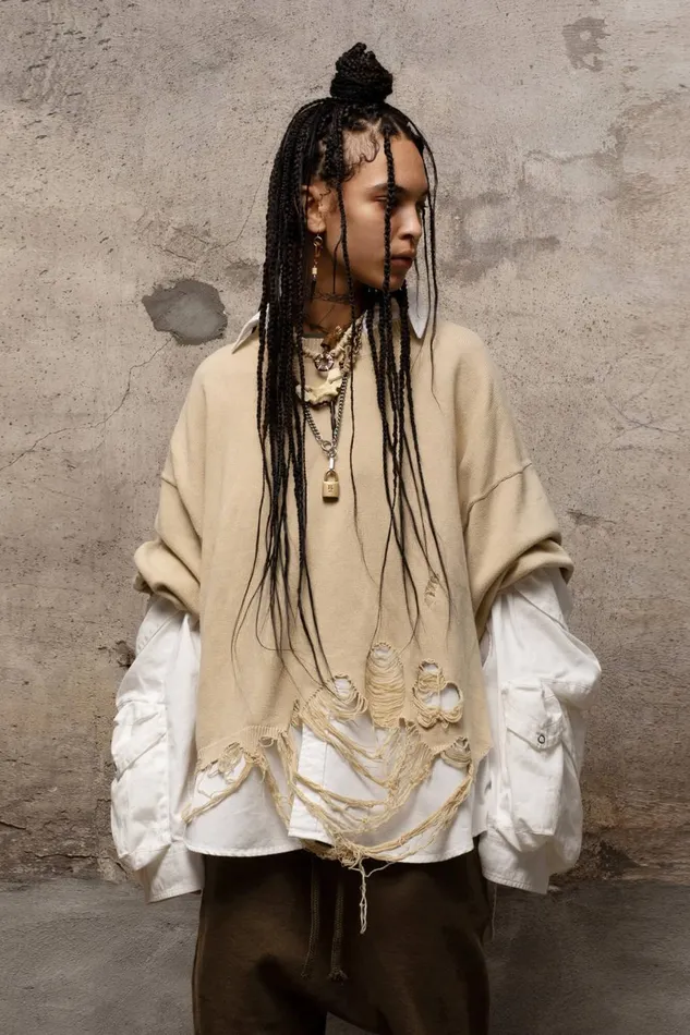 R13 Sweaters Women DESTROYED OVERSIZED PULLOVER 8211 KHAKI