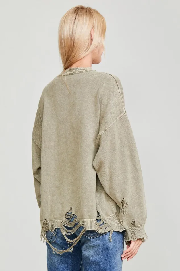 R13 Sweaters Women DESTROYED OVERSIZED PULLOVER 8211 LIGHT GREEN