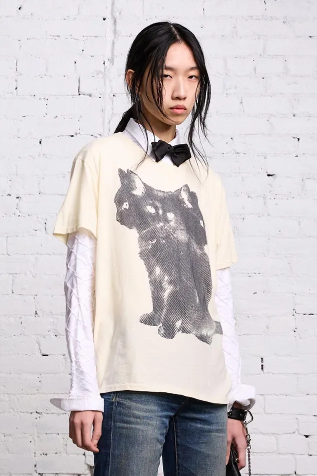 R13 TShirts Women TRIPLE CAT BOY T 8211 ECRU