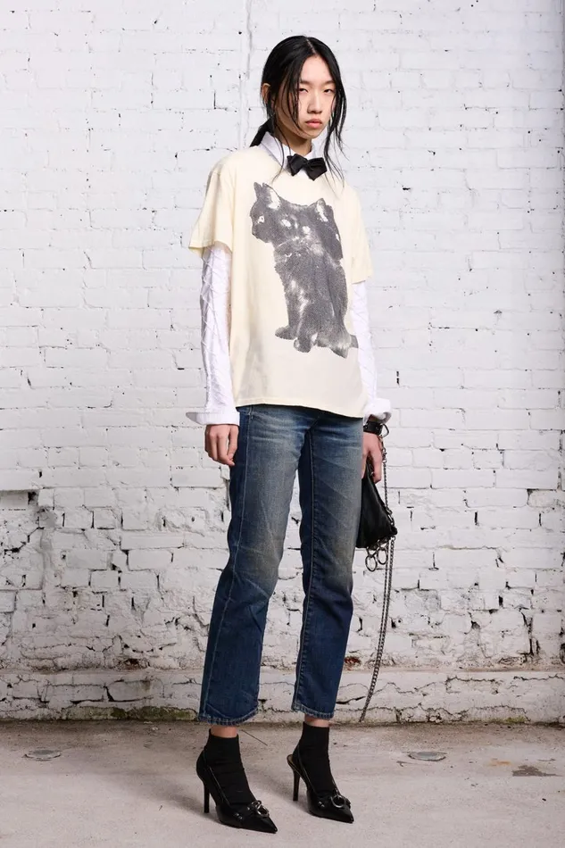 R13 TShirts Women TRIPLE CAT BOY T 8211 ECRU