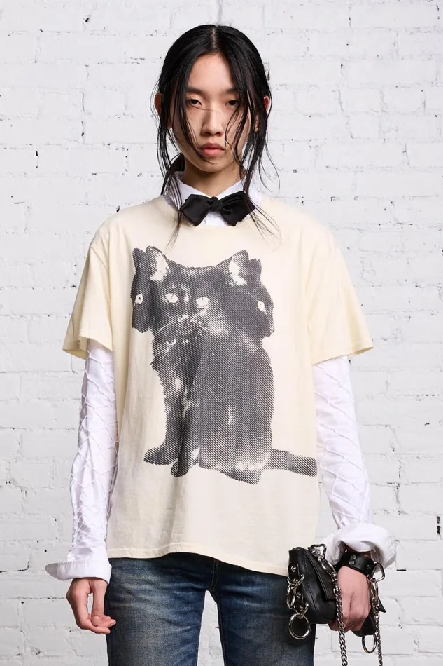 R13 TShirts Women TRIPLE CAT BOY T 8211 ECRU