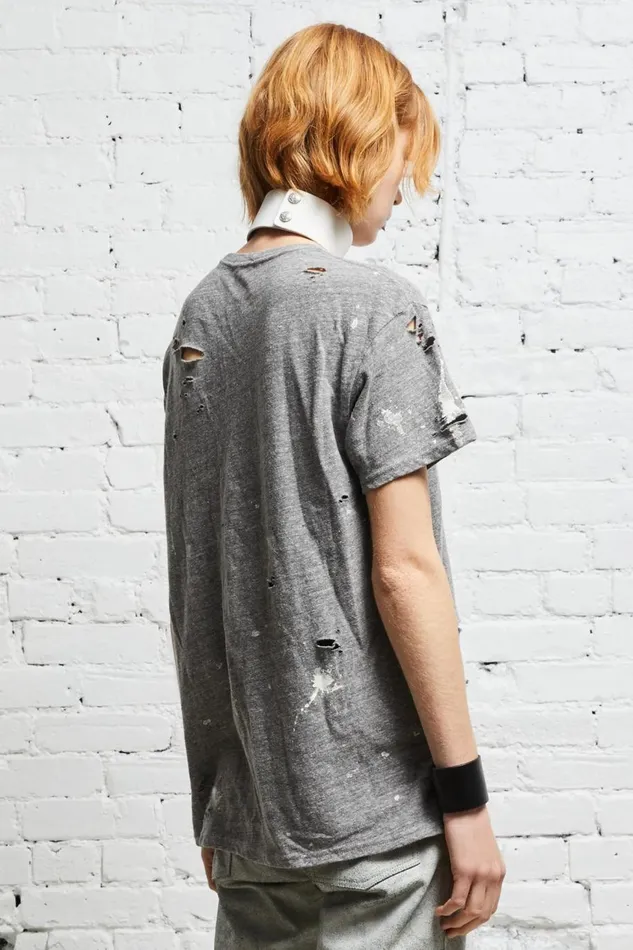 R13 Tops Women DESTROYED BOY T 8211 HEATHER GREY