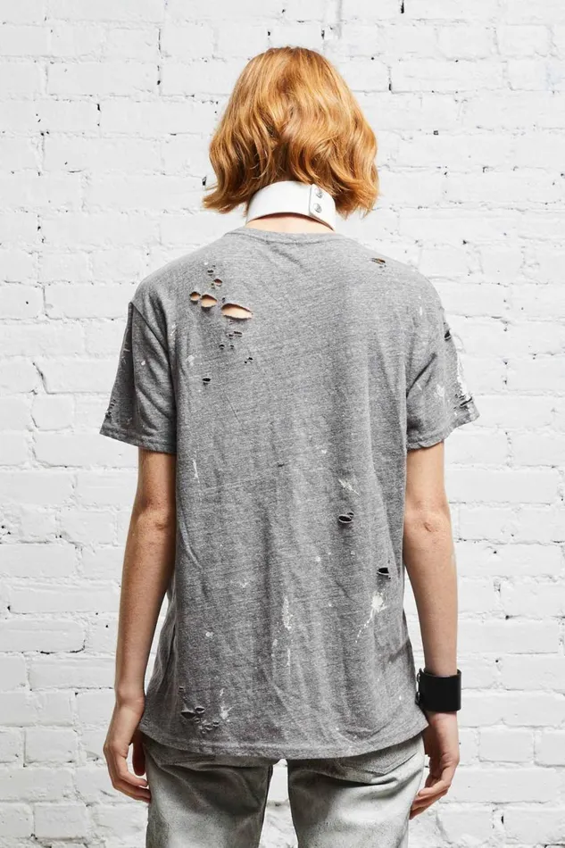R13 Tops Women DESTROYED BOY T 8211 HEATHER GREY