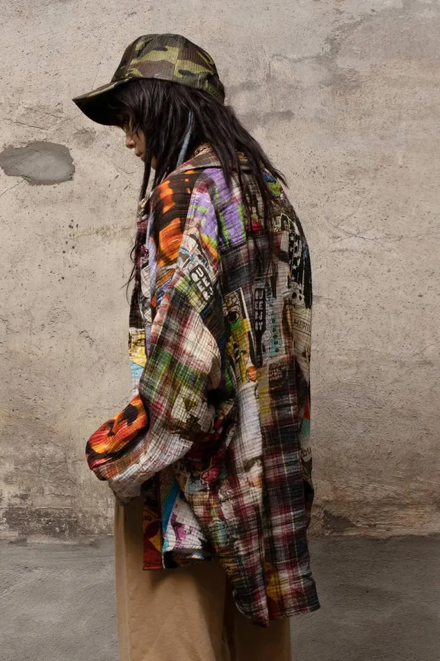 R13 Tops Women DROP NECK WORKSHIRT 8211 GRAFFITI PLAID