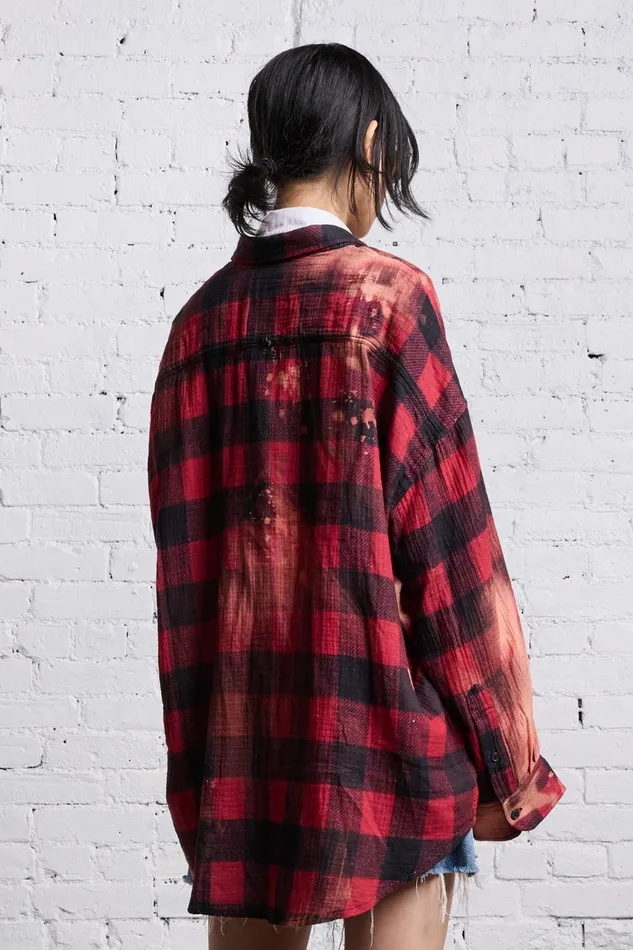 R13 Tops Women DROP NECK WORKSHIRT 8211 RED BUFFALO OVERDYE