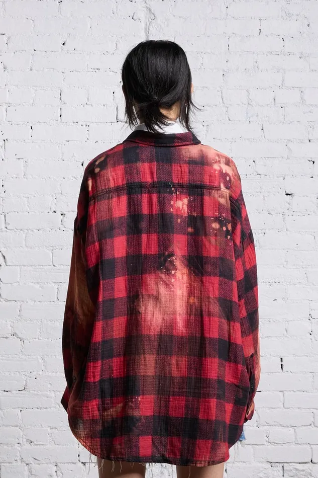 R13 Tops Women DROP NECK WORKSHIRT 8211 RED BUFFALO OVERDYE