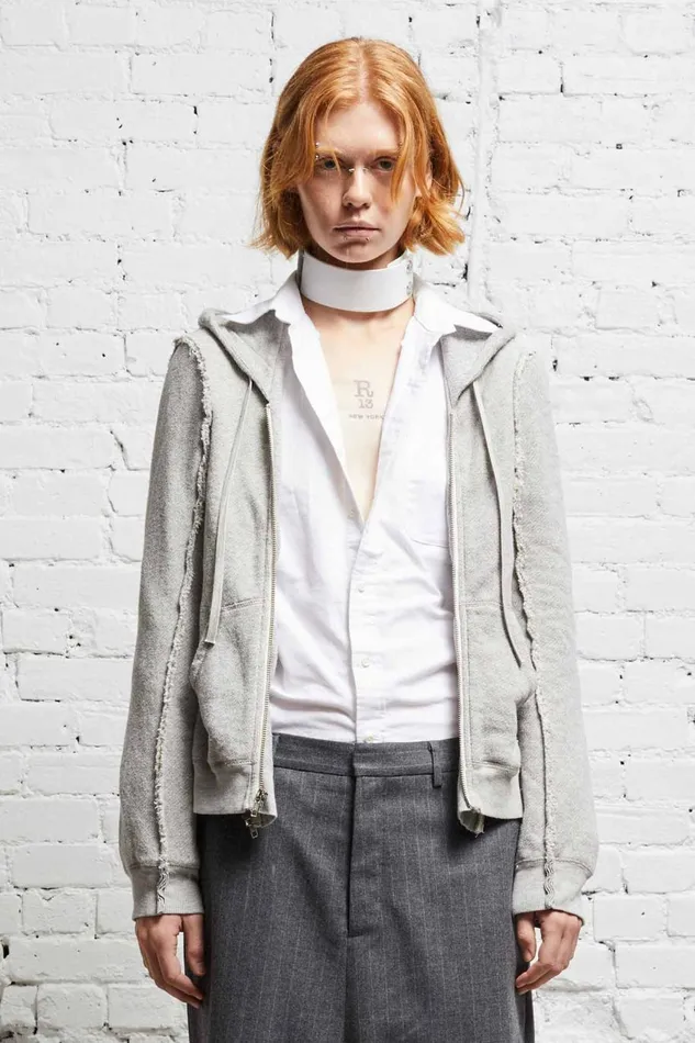 R13 Tops Women FLAT SLEEVE HOODIE 8211 HEATHER GREY
