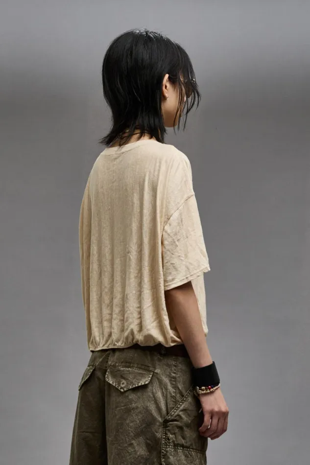 R13 Tops Women GATHERED HEM VNECK TEE 8211 KHAKI