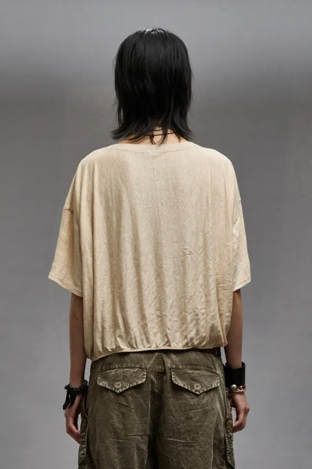 R13 Tops Women GATHERED HEM VNECK TEE 8211 KHAKI