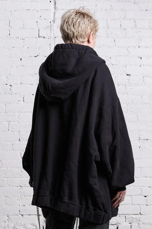 R13 Tops Women JUMBO ZIP HOODIE 8211 BLACK