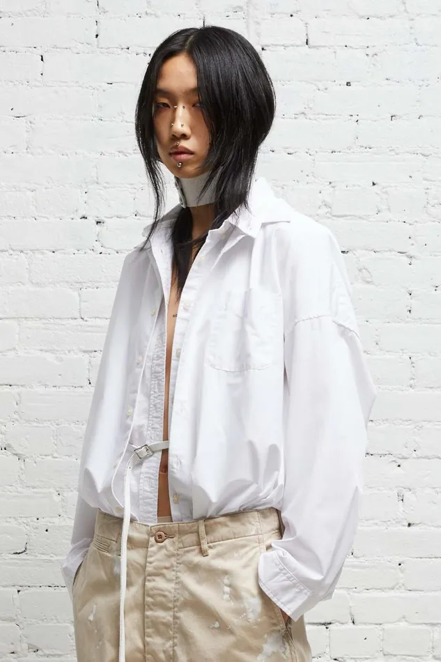 R13 Tops Women LONG SLEEVE BUTTONUP 8211 WHITE