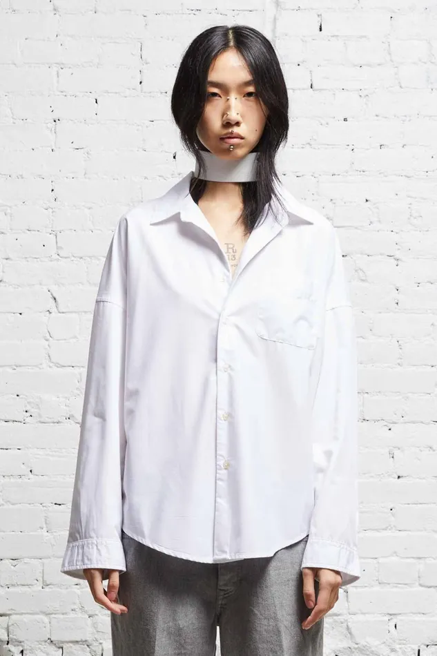 R13 Tops Women LONG SLEEVE BUTTONUP 8211 WHITE