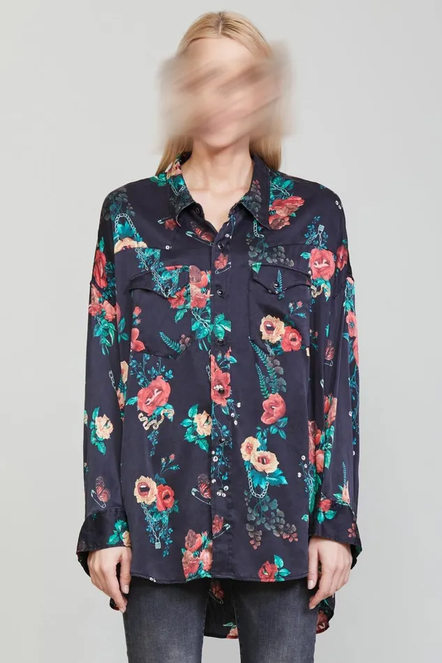 R13 Tops Women OVERSIZED COWBOY SHIRT 8211 USELESS TREASURES