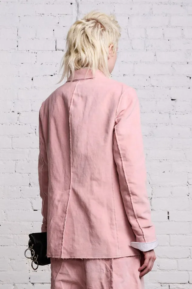 R13 Tops Women RAW CUT SHRUNKEN BLAZER 8211 PINK VELVET