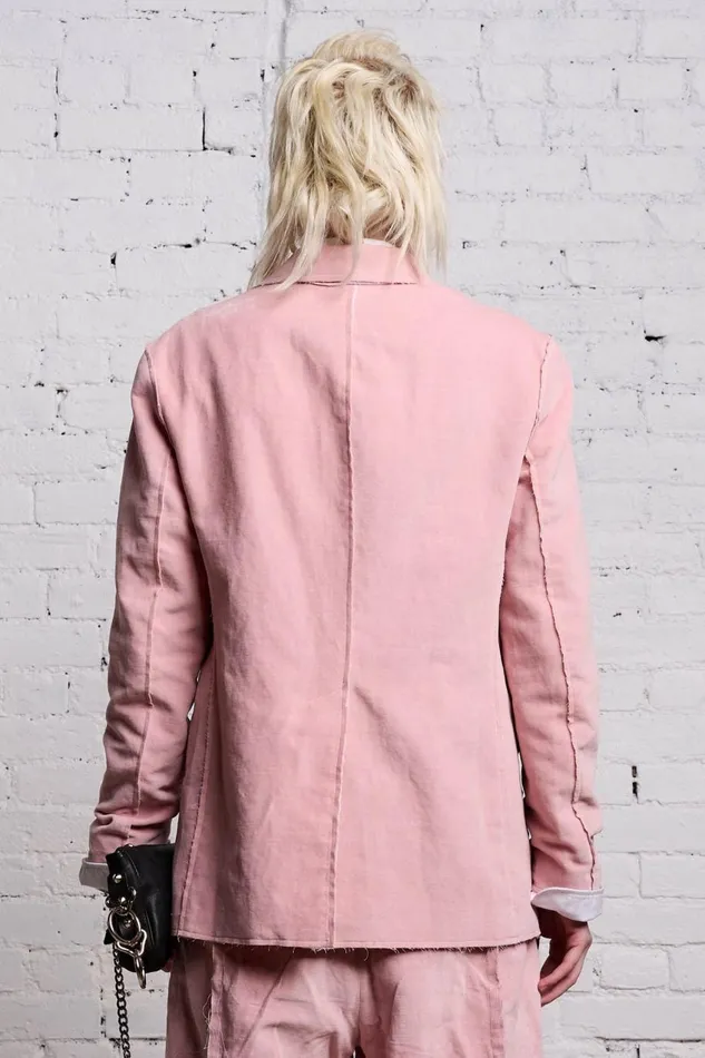 R13 Tops Women RAW CUT SHRUNKEN BLAZER 8211 PINK VELVET