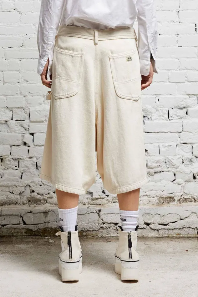 R13 Wide Leg Women JESSE CARPENTER SHORT 8211 KOZE ECRU