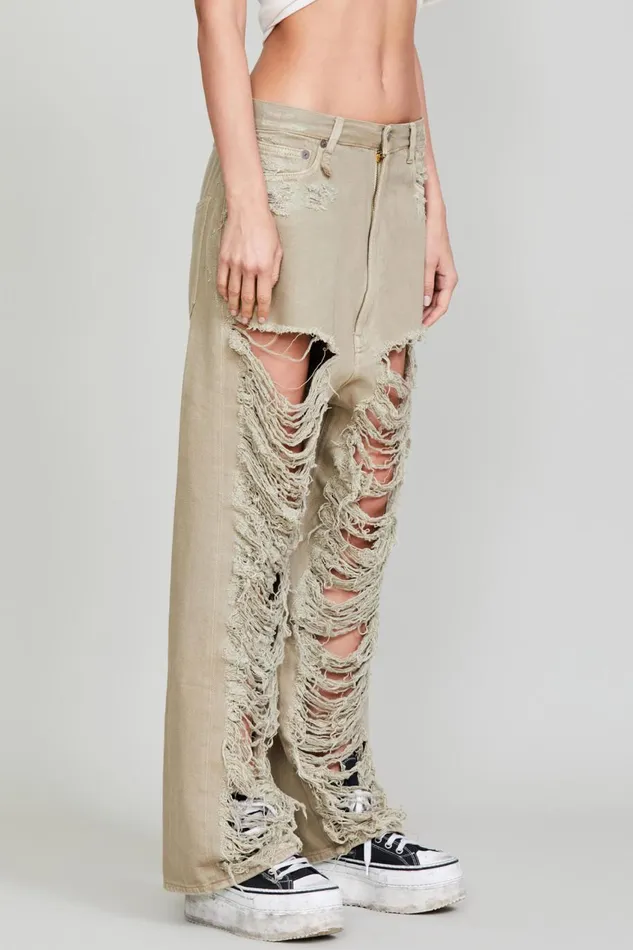 R13 Wide Leg Women VENTI JEAN 8211 KOZE KHAKI
