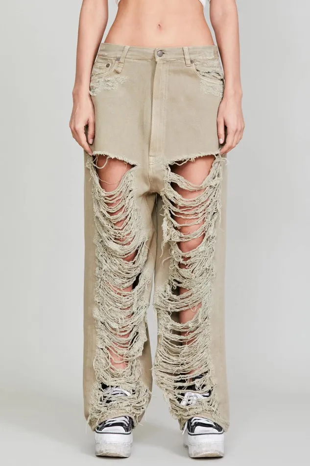 R13 Wide Leg Women VENTI JEAN 8211 KOZE KHAKI