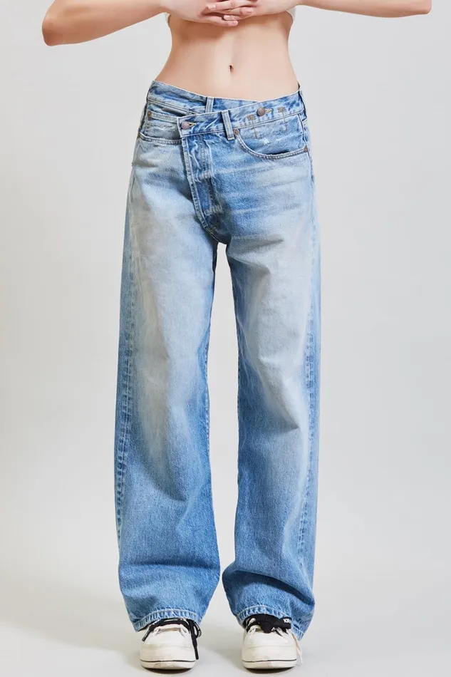 R13 Wide Leg Women WIDE LEG CROSS OVER JEAN 8211 IRVING BLUE R13 Wide Leg Women WIDE LEG CROSS OVER JEAN 8211 IRVING BLUE