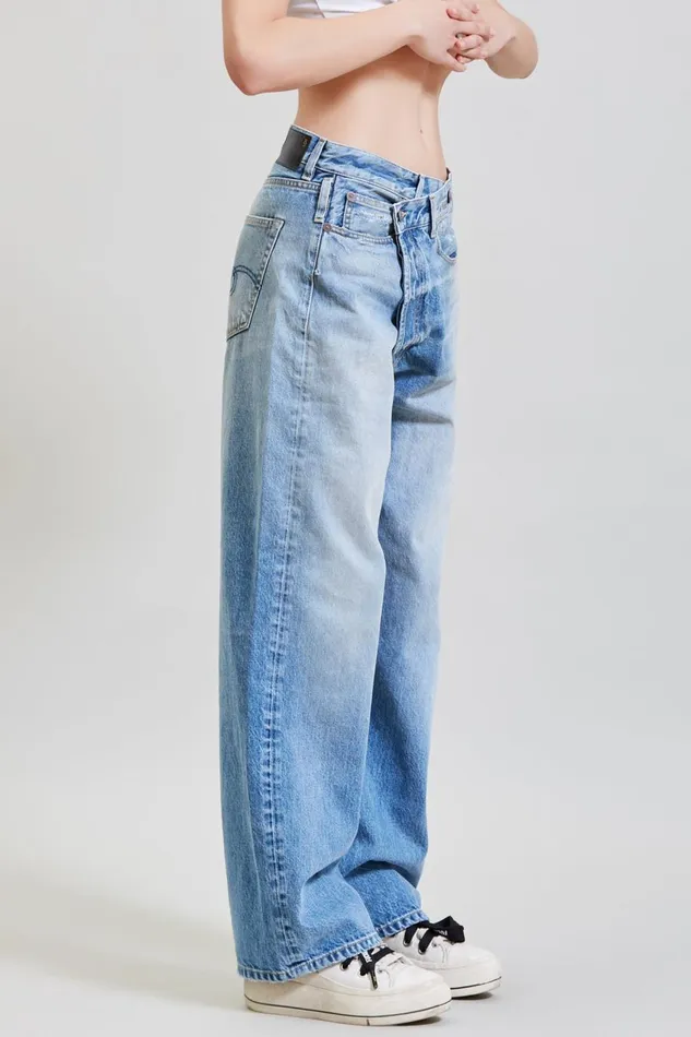 R13 Wide Leg Women WIDE LEG CROSS OVER JEAN 8211 IRVING BLUE R13 Wide Leg Women WIDE LEG CROSS OVER JEAN 8211 IRVING BLUE
