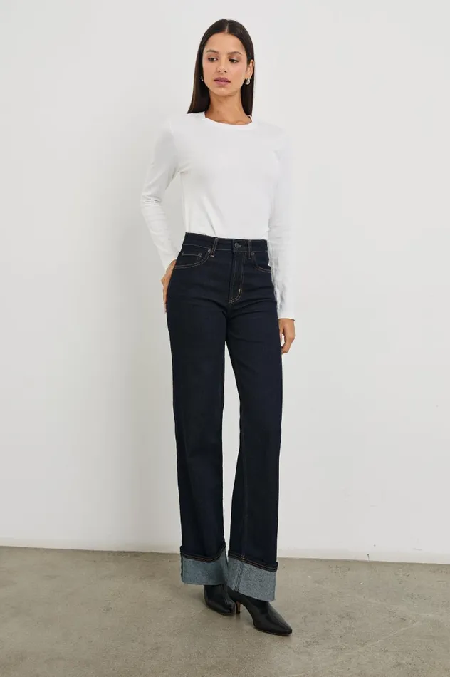 Rails Denim Women GETTY WIDE LEG Midnight Blues Cuffed