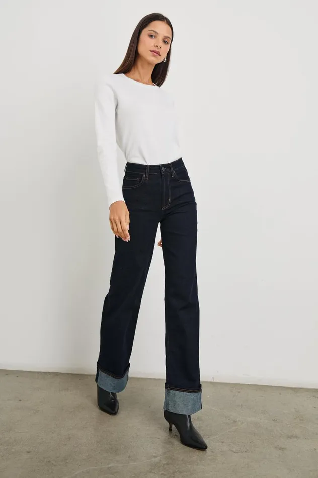 Rails Denim Women GETTY WIDE LEG Midnight Blues Cuffed