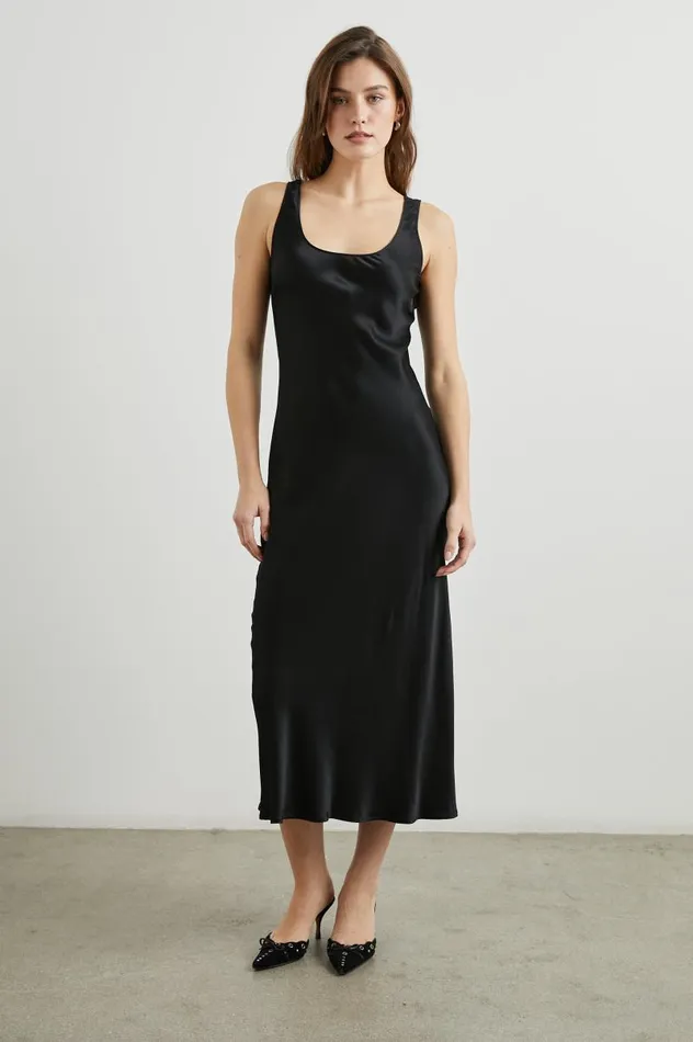 Rails Dresses and Rompers Women KAILANI DRESS Black Satin Crepe