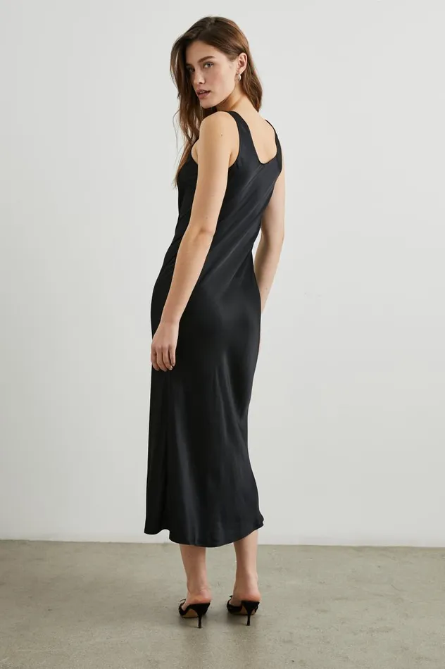 Rails Dresses and Rompers Women KAILANI DRESS Black Satin Crepe