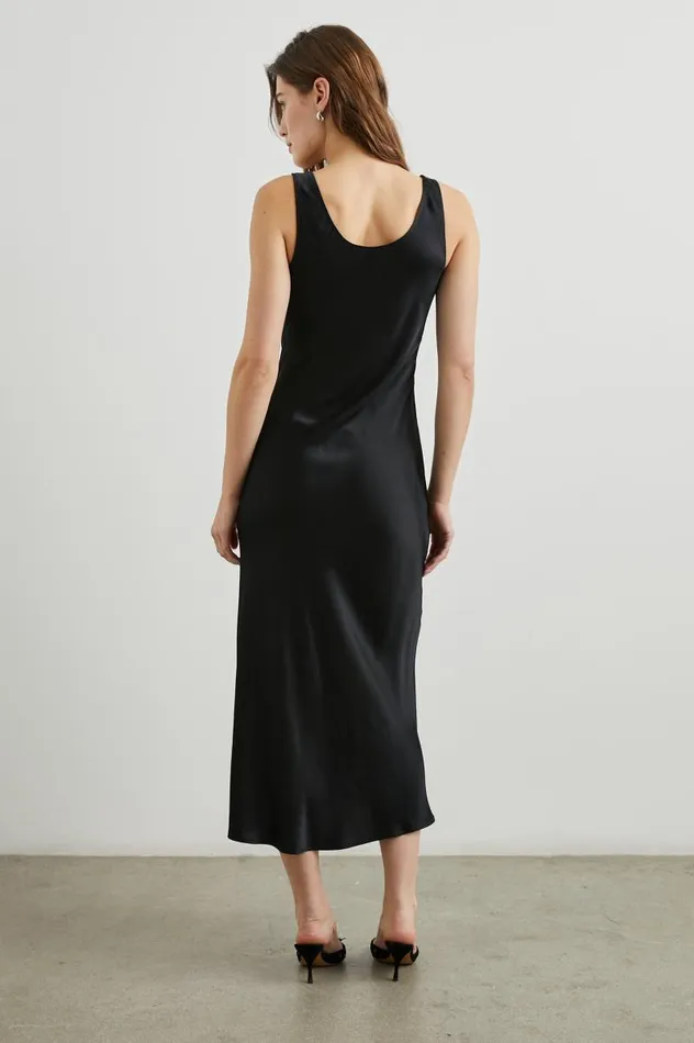 Rails Dresses and Rompers Women KAILANI DRESS Black Satin Crepe