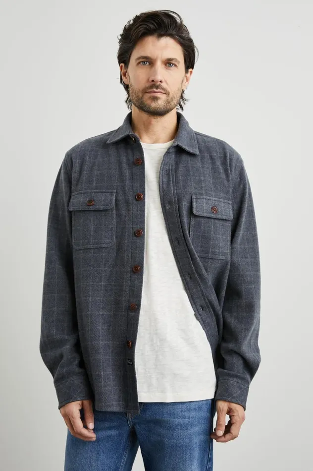 Rails Jackets and Coats Men ALDER SHIRT Navy Jaspe Check