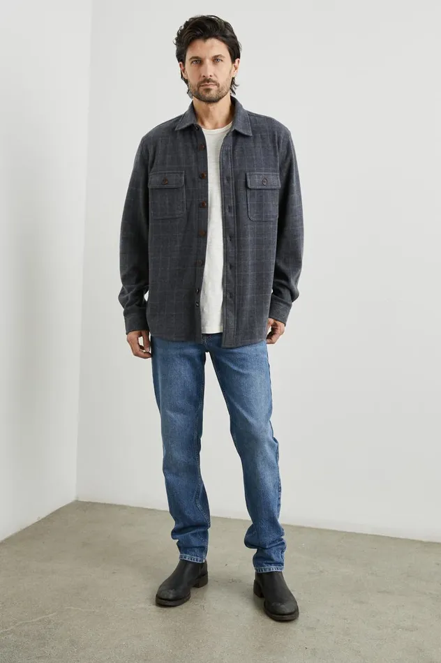 Rails Jackets and Coats Men ALDER SHIRT Navy Jaspe Check