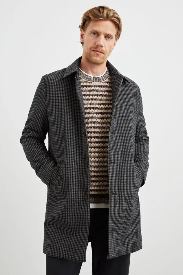 Rails Jackets and Coats Men HOCKNEY OVERCOAT Grey Check Plaid