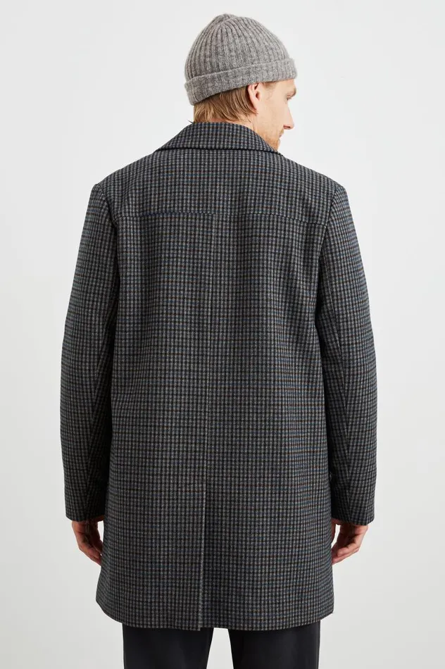 Rails Jackets and Coats Men HOCKNEY OVERCOAT Grey Check Plaid