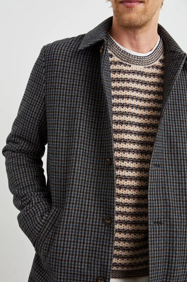 Rails Jackets and Coats Men HOCKNEY OVERCOAT Grey Check Plaid