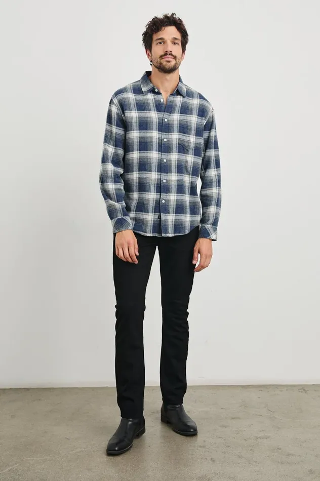 Rails Shirts Men LENNOX SHIRT Charcoal Lapis