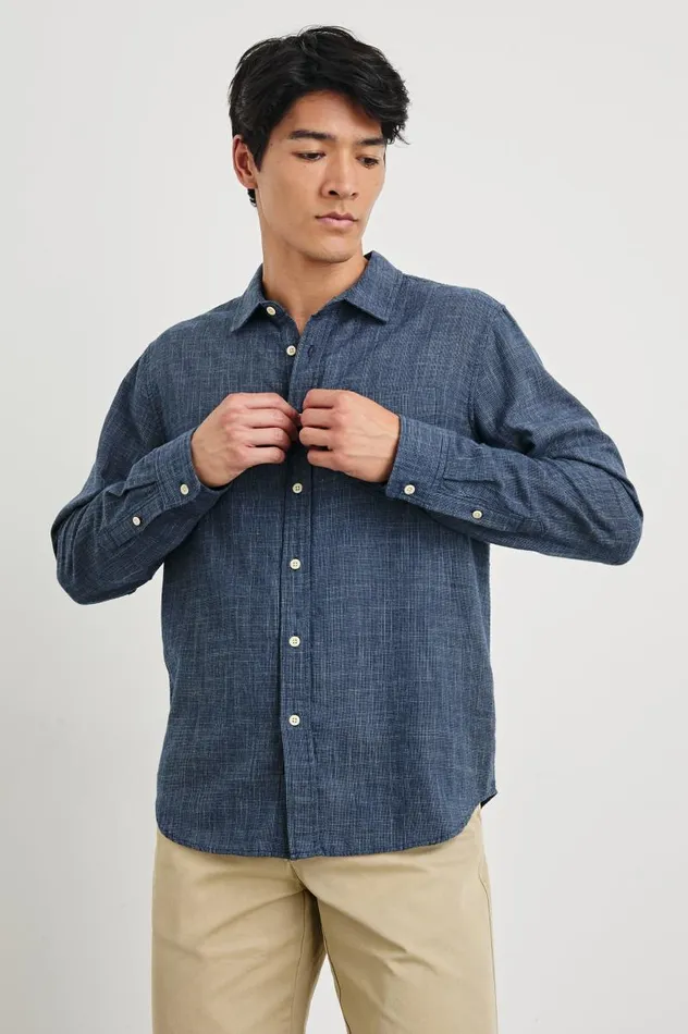 Rails Shirts Men WYATT SHIRT Navy Etch