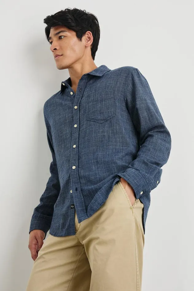 Rails Shirts Men WYATT SHIRT Navy Etch