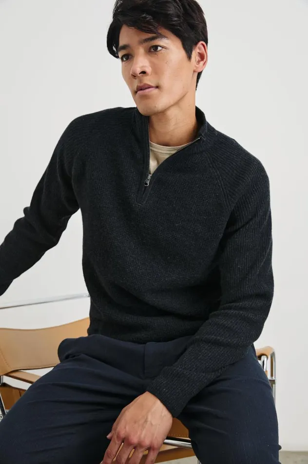 Rails Sweaters Men STARK QUARTER ZIP Cast Iron