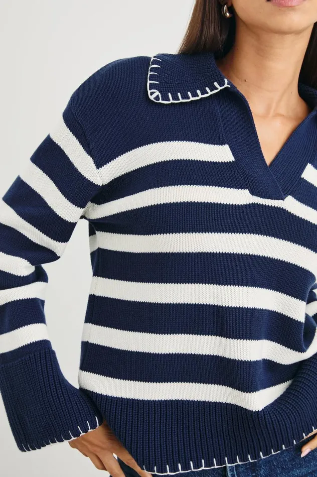 Rails Sweaters Women ATHENA SWEATER Navy Ivory Stripe