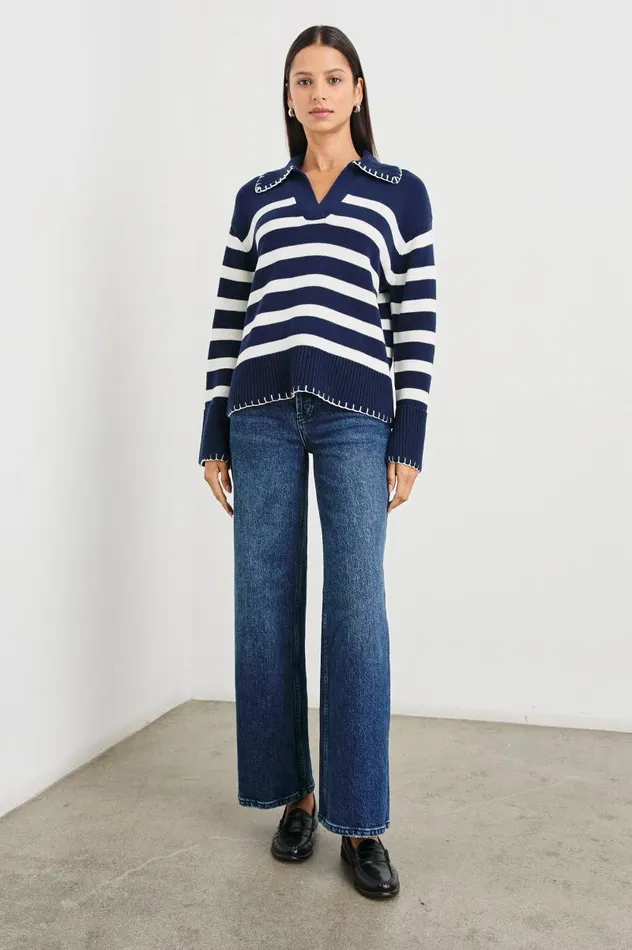 Rails Sweaters Women ATHENA SWEATER Navy Ivory Stripe
