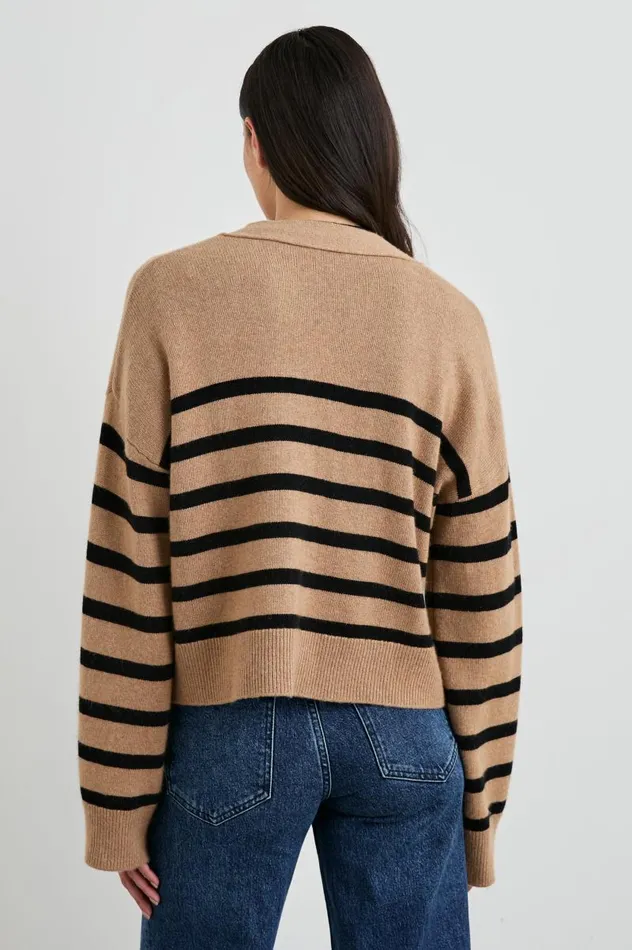 Rails Sweaters Women GENEVA CARDIGAN Camel Black Stripe