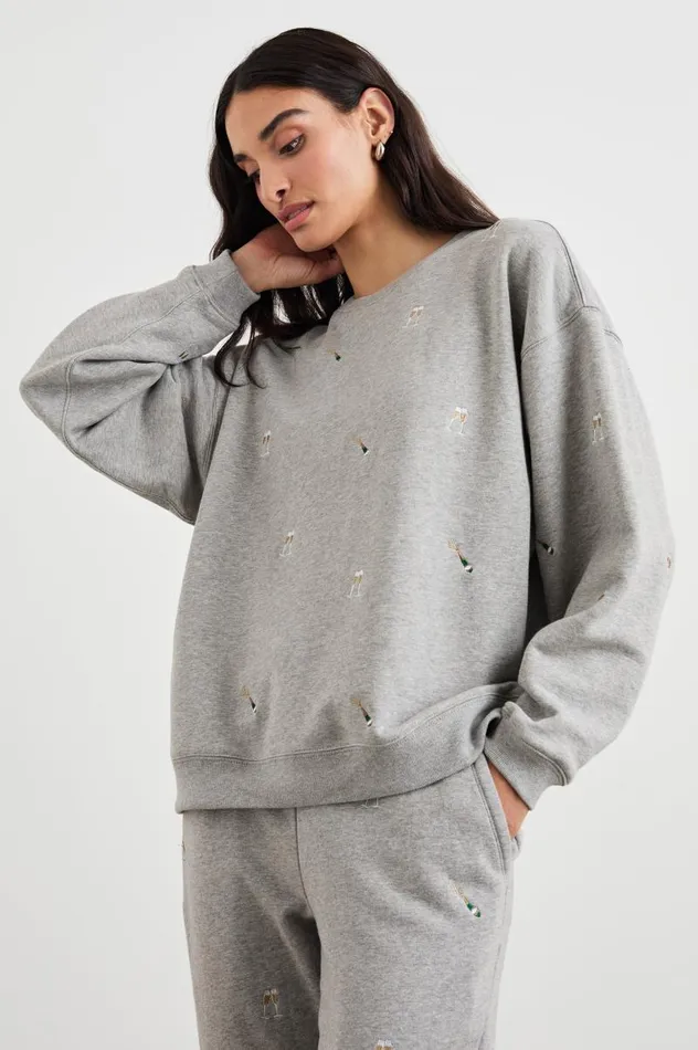 Rails Sweaters Women THE VARSITY SWEATSHIRT Champagne Embroidery