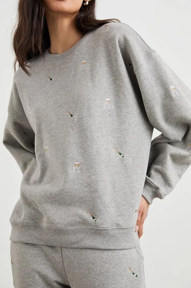 Rails Sweaters Women THE VARSITY SWEATSHIRT Champagne Embroidery