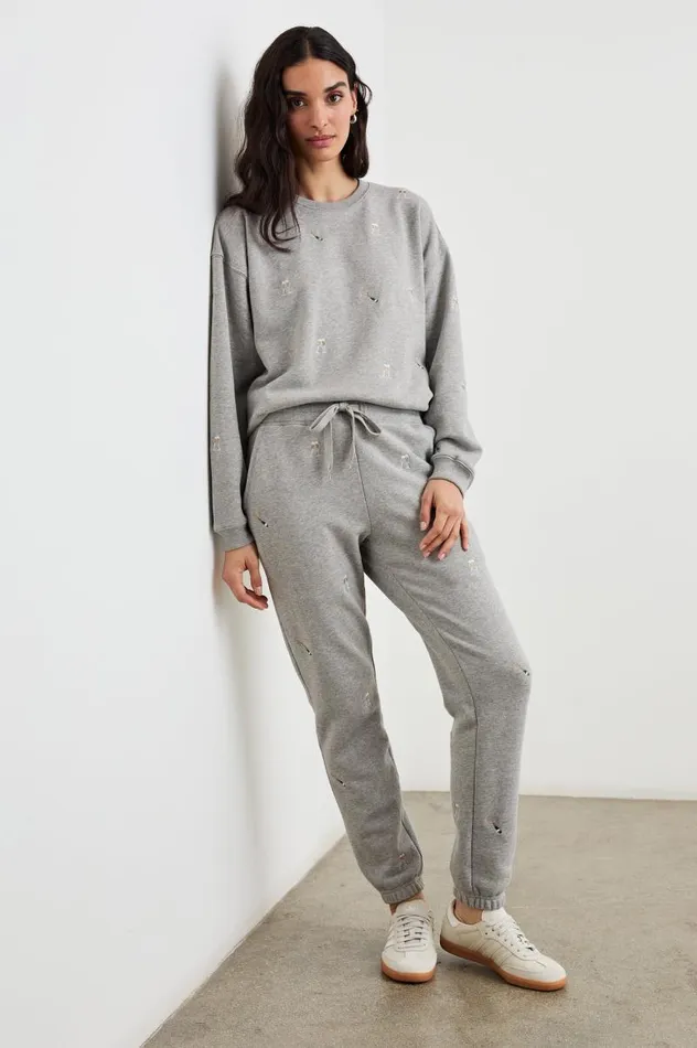 Rails Sweaters Women THE VARSITY SWEATSHIRT Champagne Embroidery