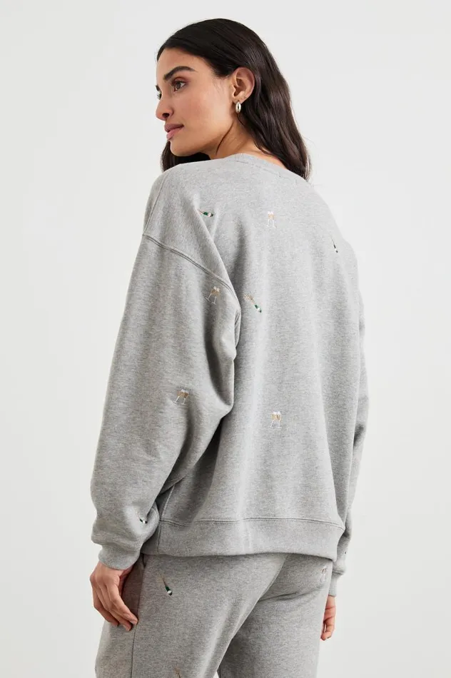 Rails Sweaters Women THE VARSITY SWEATSHIRT Champagne Embroidery